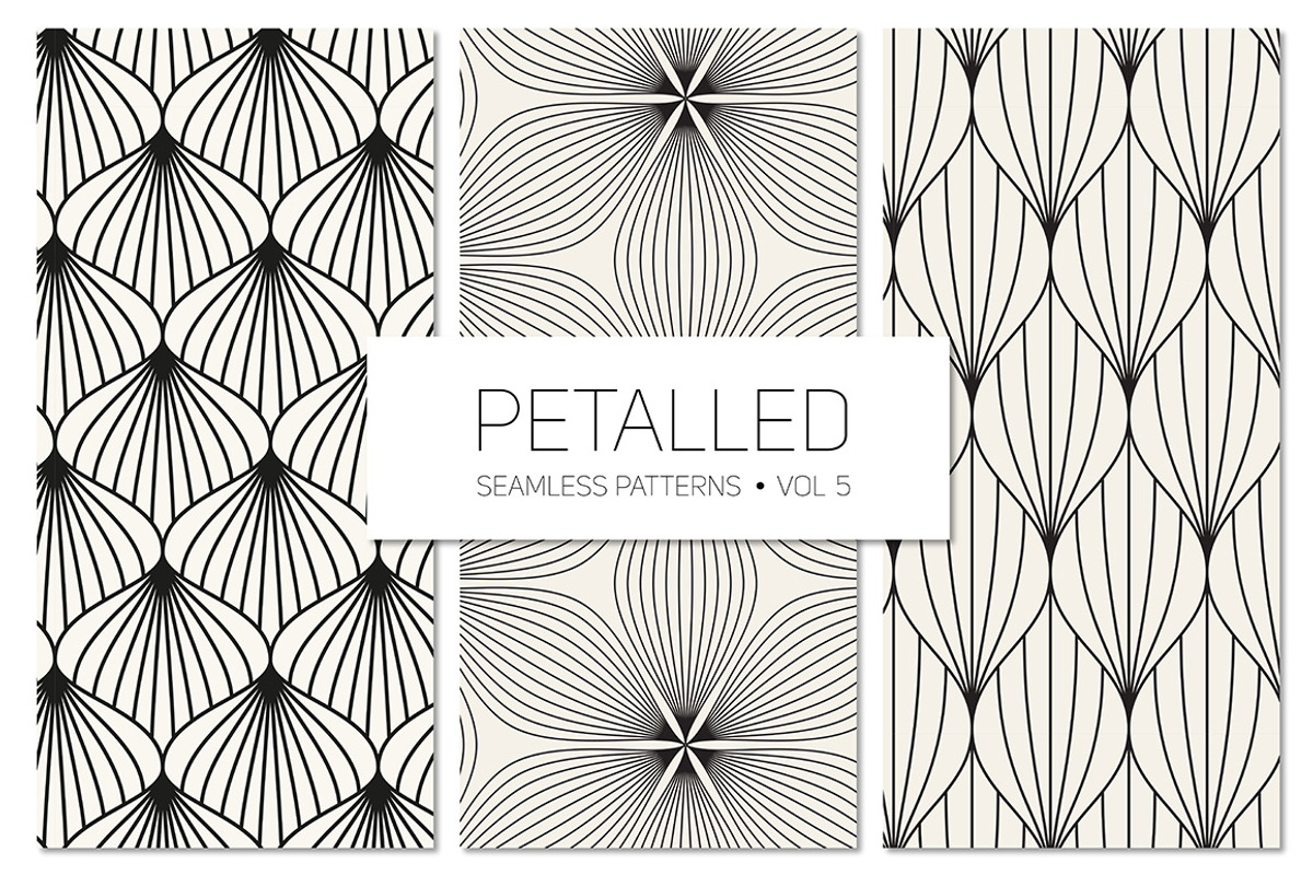 Petalled Seamless Patterns Set 5, a Pattern Graphic by Curly_Pat (Photo 1 of 6)