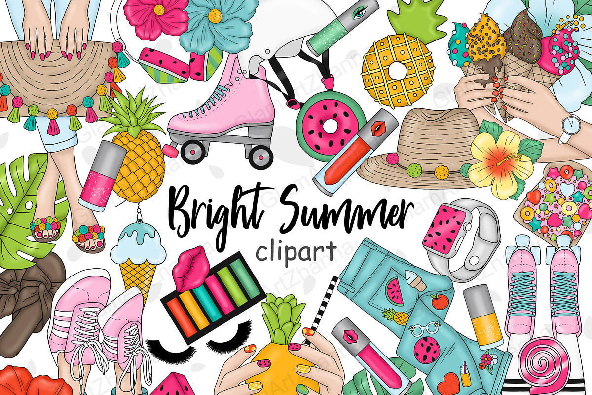 Bright Summer Clipart, a Seasonal Illustration by GlamArtZhanna (Photo 1 of 4)