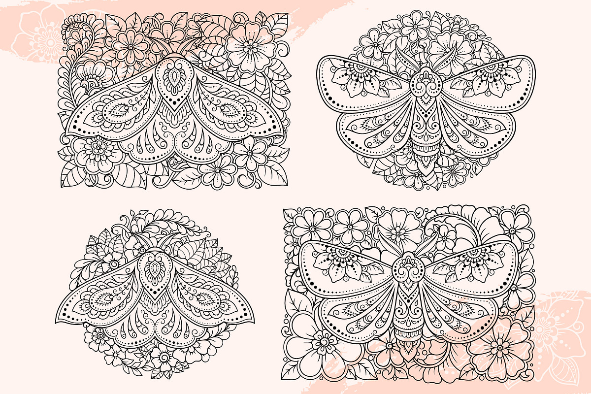 Butterfly & flowers, a Decorative Illustration by Katika Shop (Photo 6 of 9)