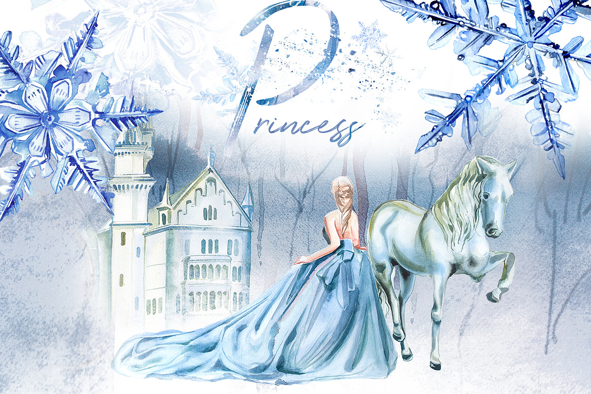 Hand-Painted Princess Clipart, a Decorative Illustration by ArtCreationsDesign (Photo 1 of 21)