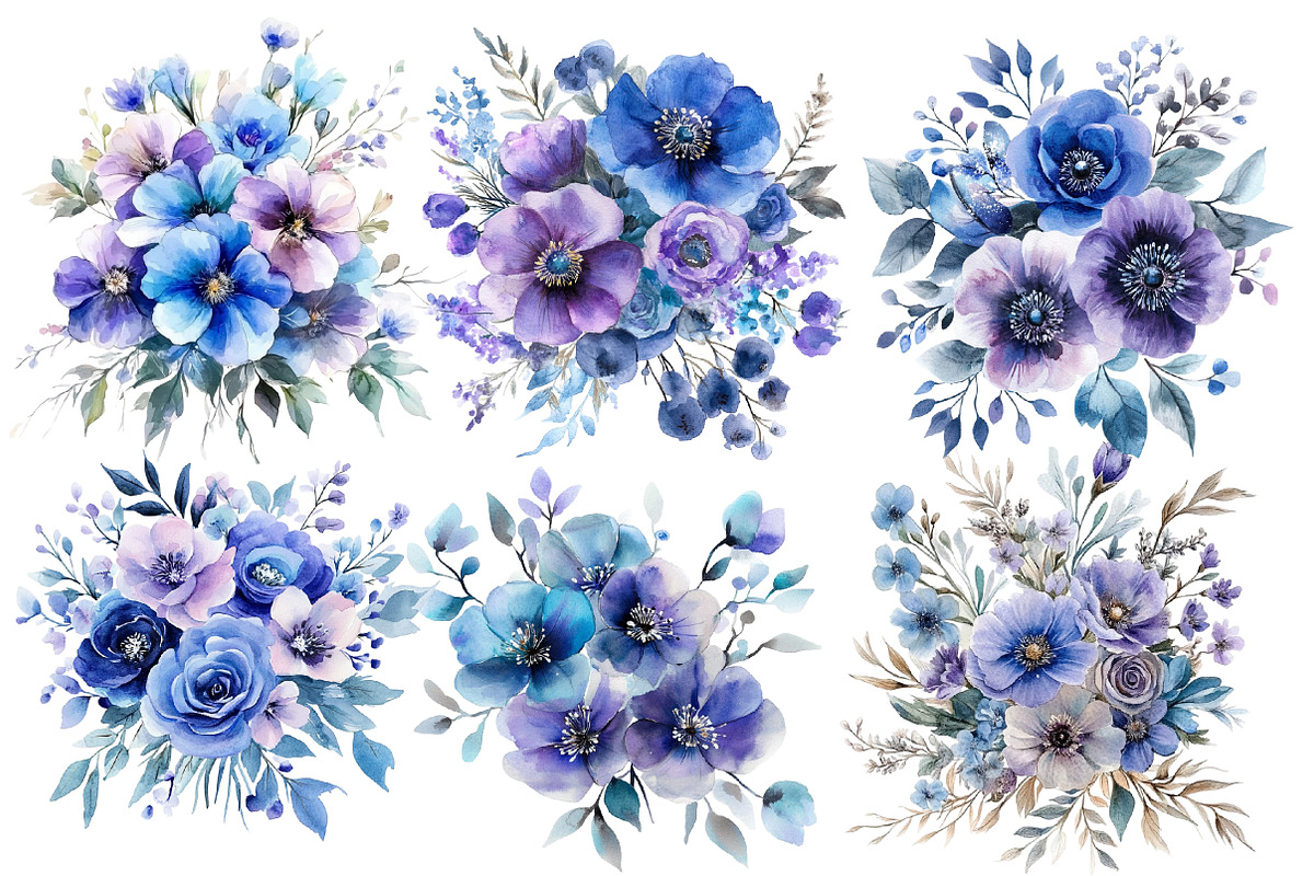 Blue and Purple Bouquets, an Illustration by Designworld (Photo 3 of 4)