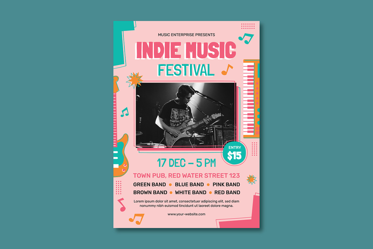 Indie Music Festival Flyer, a Flyer Template by serapika (Photo 1 of 2)