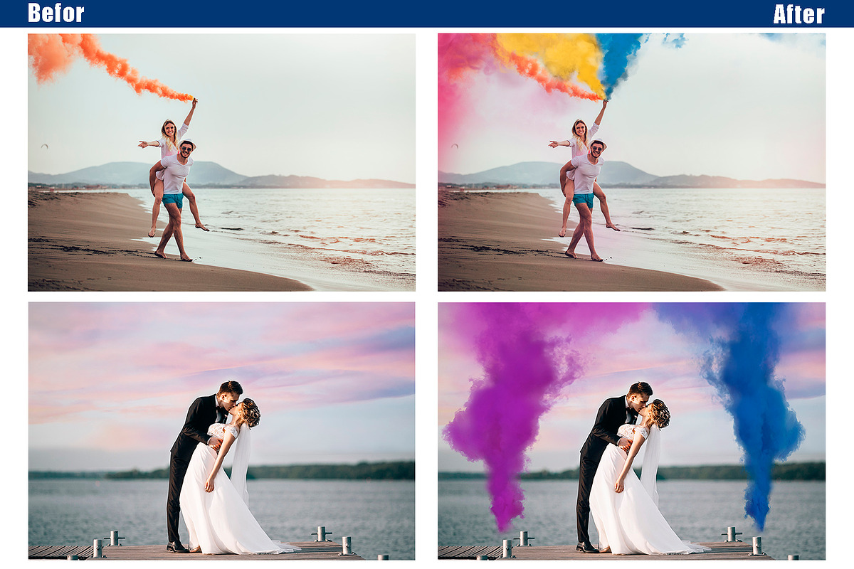 35 Smoke Bomb Overlays, colorful fog, a Layer Style Add-On by OverlayBox (Photo 2 of 5)