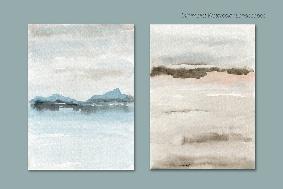 Minimalist Watercolor Landscapes, a Background Graphic by Marmoris.Arts (Photo 4 of 23)