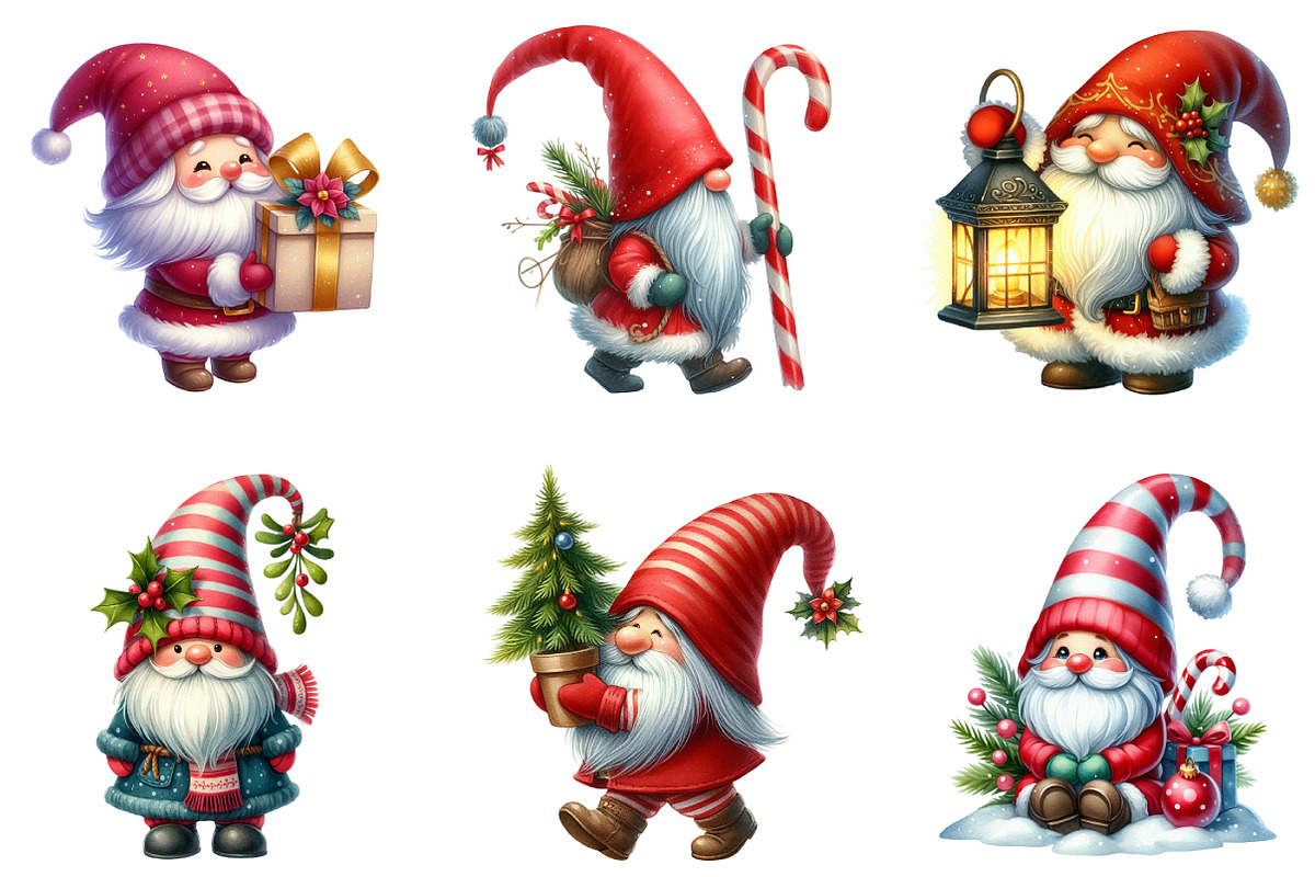 Christmas Gnomes Clipart, an Illustration by DreamArtGraphic (Photo 4 of 4)