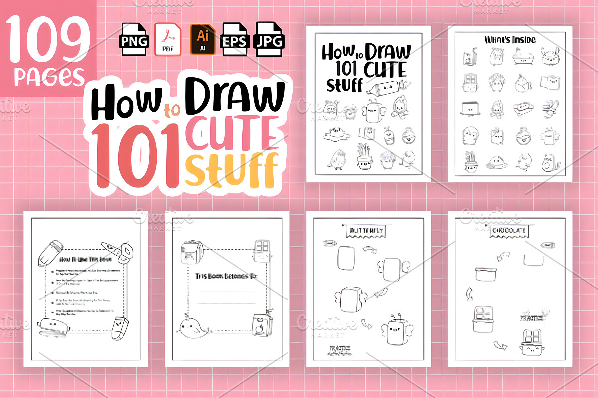 How to Draw 101 Cute Stuff for Kids, a Marketing Template by Coco Bloom (Photo 3 of 3)