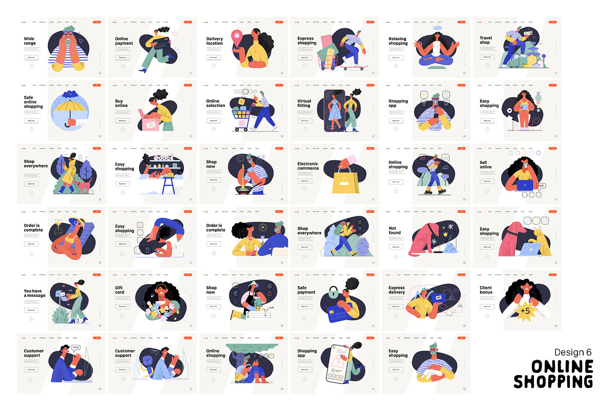 Online Shopping vector illustrations, a Templates & Theme by Grivina's shop (Photo 18 of 26)
