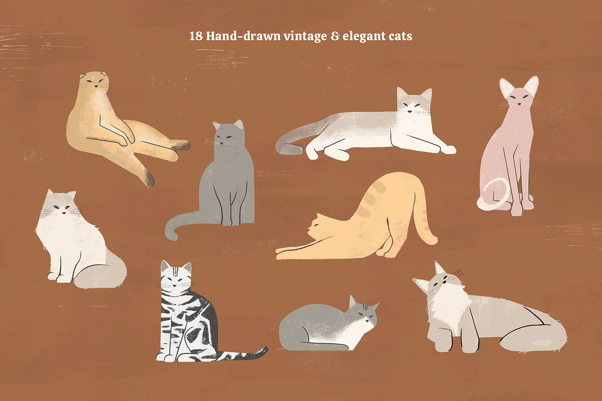 Cats Collection: Colored and Outline, an Illustration by imajineko (Photo 4 of 10)