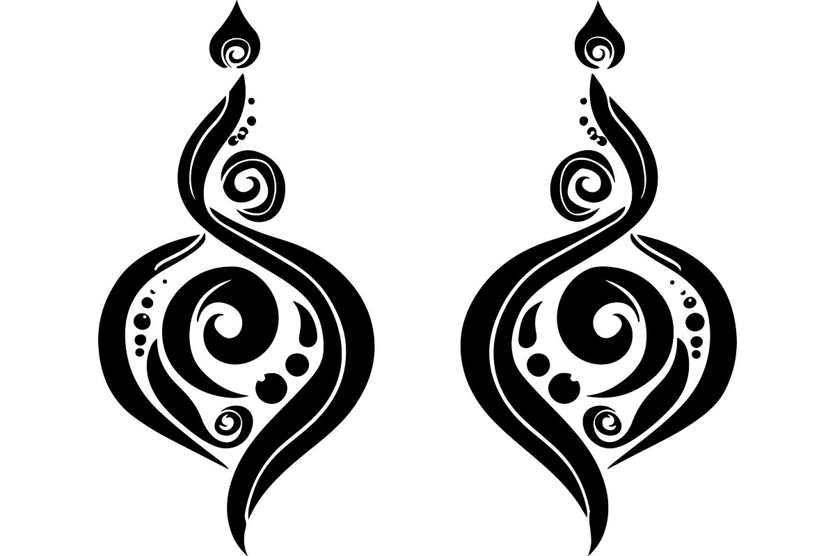 Black Ornamental Earrings SVG Set, an Object Graphic by jahid234 (Photo 4 of 13)