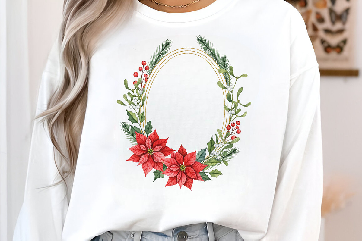 Poinsettia Christmas Wreaths Clipart, an Illustration by SinaCreation (Photo 5 of 7)