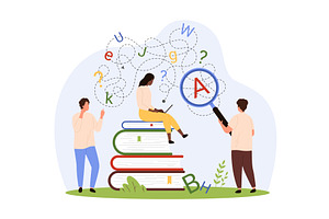 Dyslexia, learning disorder of tiny, a Person Illustration by Flashvector