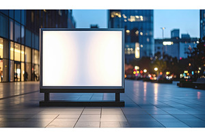 Urban illuminated billboard at dusk, an Architecture Photo by Igor Tichonow