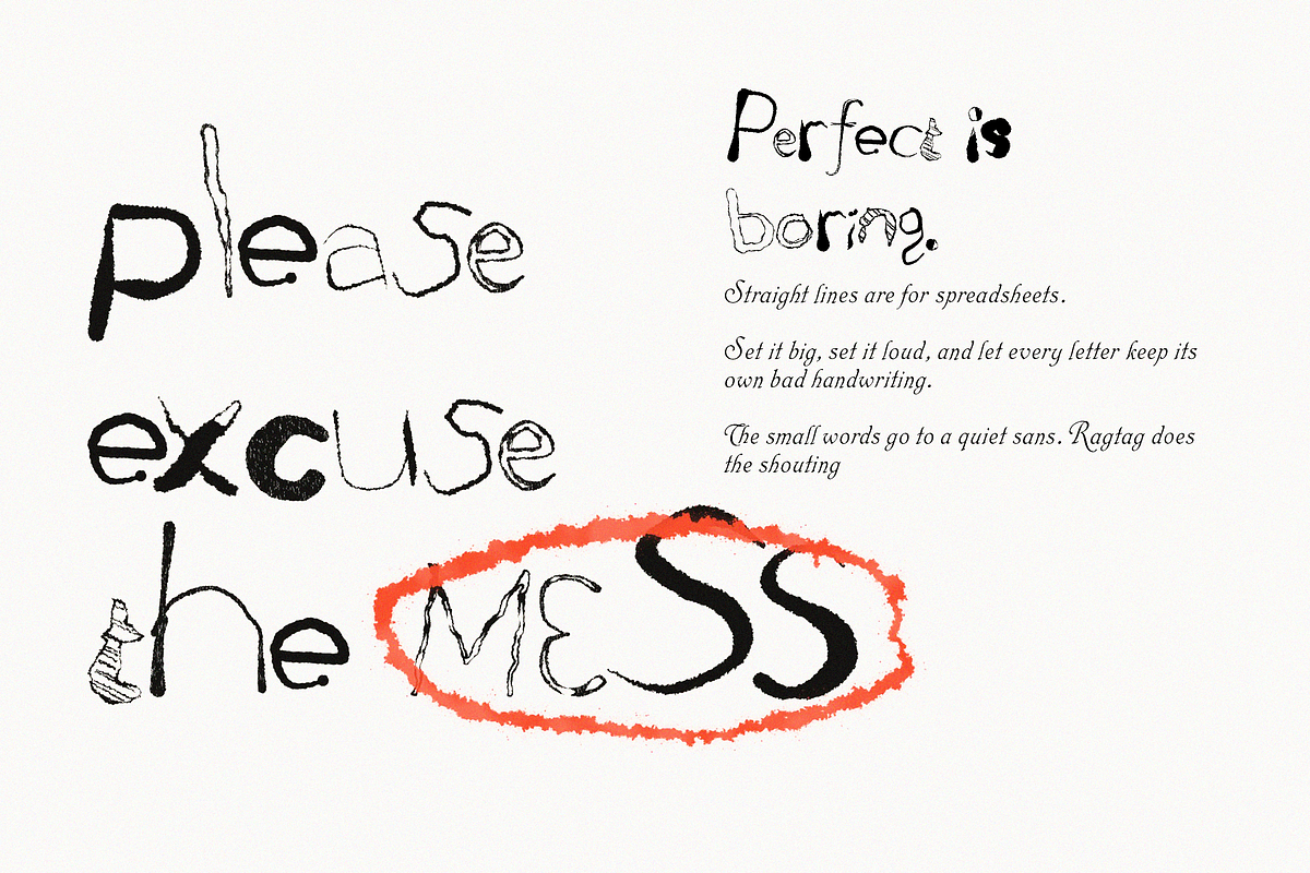 Ragtag - Messy Hand-Lettered Font, a Handwritten Font by Lilithcollageart (Photo 3 of 9)