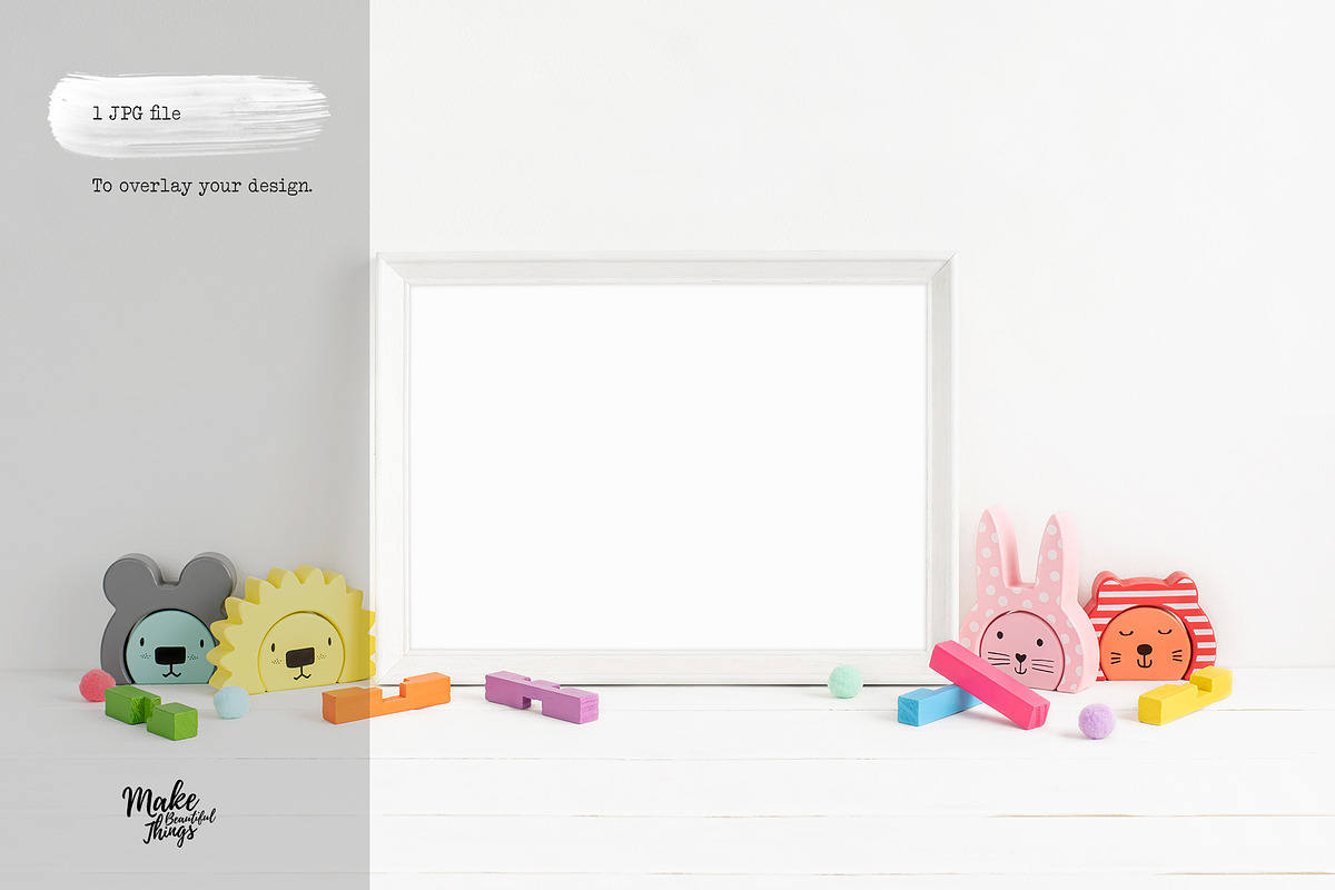 A4 Nursery Frame Mockup, a Print Template by Make Beautiful Things (Photo 5 of 6)