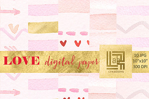 Love Digital Watercolor Paper