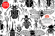Floral and Insects Folk Art, a Pattern Graphic by Arie Clares (Thumbnail 2 of 11)