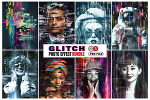 Vibrant Glitch Photo Effect Bundle, an Action Add-On by Photoshop Action