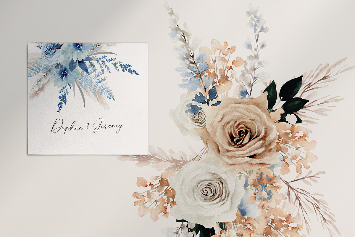 Watercolor Flower - Boho Bluerose, an Illustration by Beigetime (Photo 4 of 13)
