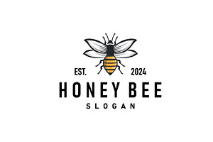 Organic honey bee logo design retro, a Branding & Logo Template by Maylianaw28