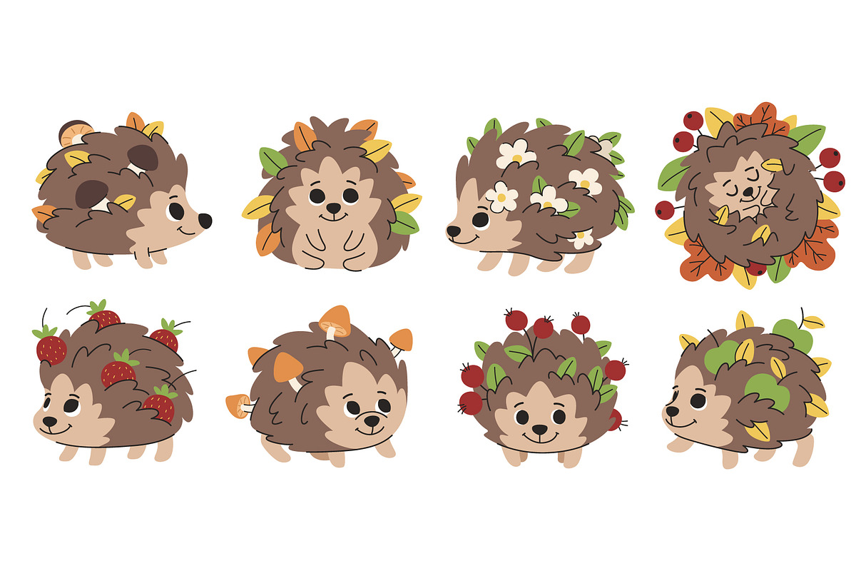 Cute autumn hedgehogs, an Animal Illustration by Barsuk's Shop (Photo 2 of 2)