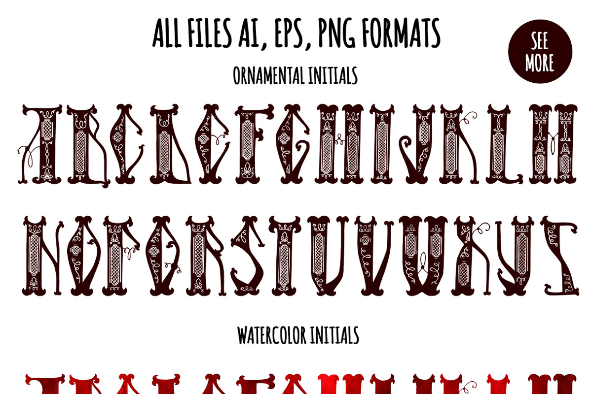 Initials ANCIENT BOOK. Character set preview 2
