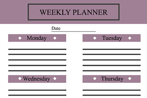 Weekly Planner Vector Template