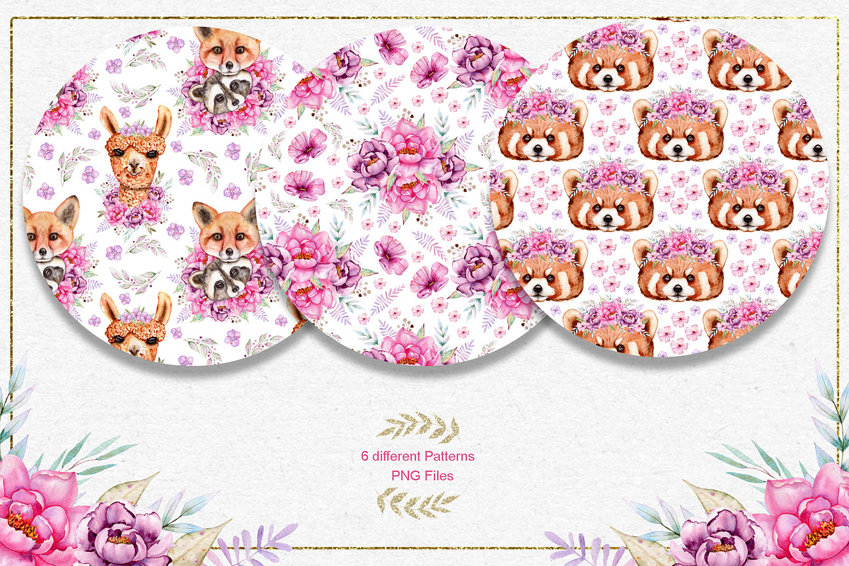 Watercolor Animals anf Flowers, an Animal Illustration by TanataDesign (Photo 9 of 13)