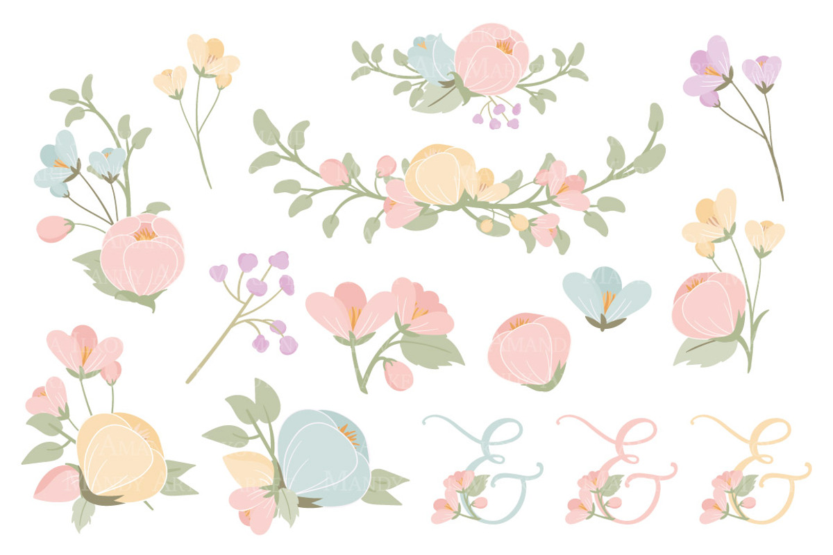 Pastel Floral Heart Wreath Vectors, an Illustration by Amanda Ilkov (Photo 5 of 5)