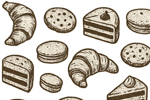 Assorted pastries including croissan, an Illustration by Dvoevnore photos