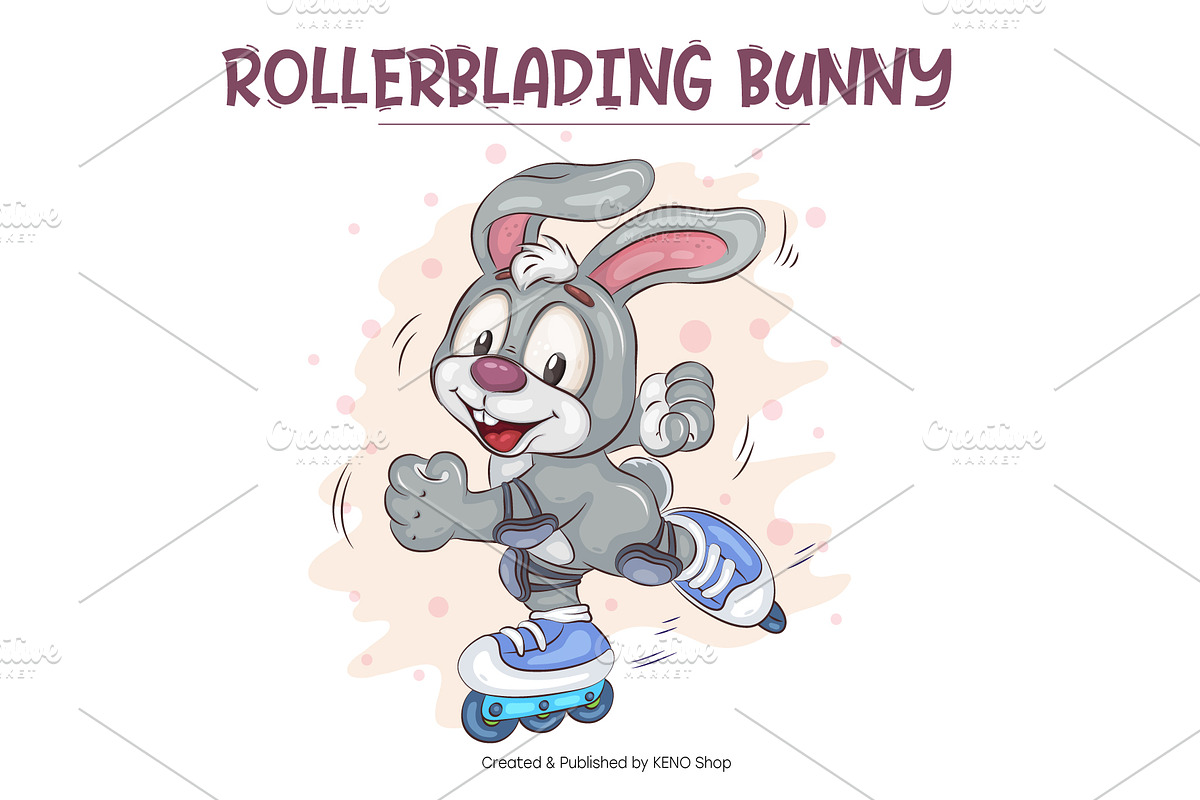 Set of Cartoon Bunny_02. T-Shirt., an Animal Illustration by KENO Mascots (Photo 4 of 7)