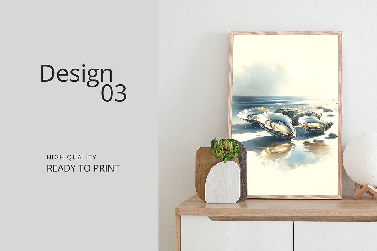 Coastal Serenity Watercolor Oyster, an Illustration by pixelpetals (Photo 4 of 4)