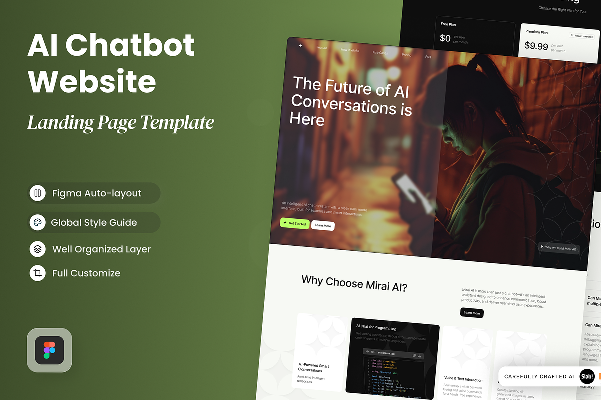 Mirai AI - Mobile App Showcase, a Websites & App Template by SLAB! Design (Photo 1 of 4)