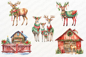 Christmas Reindeer Watercolor Set