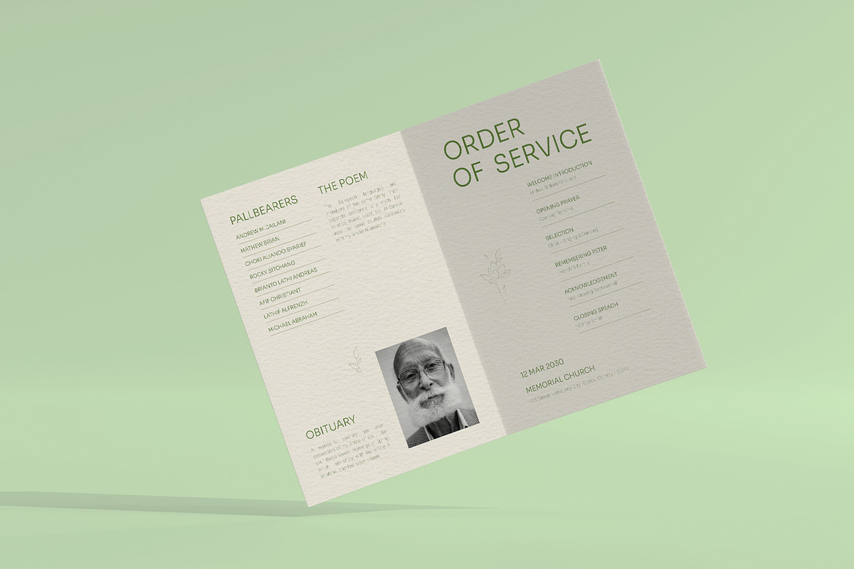 White Minimal Funeral Program, a Brochure Template by Neermana (Photo 3 of 4)