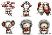 Whimsical Valentine Day Animals PNG, an Illustration by CraftArtStudio (Thumbnail 5 of 6)
