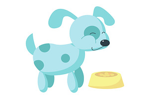 Eating dog vector hungry puppy pet, an Animal Illustration by SiberianArt