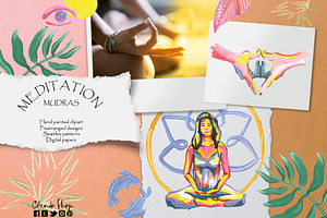 Meditation Mudras Hand Painted