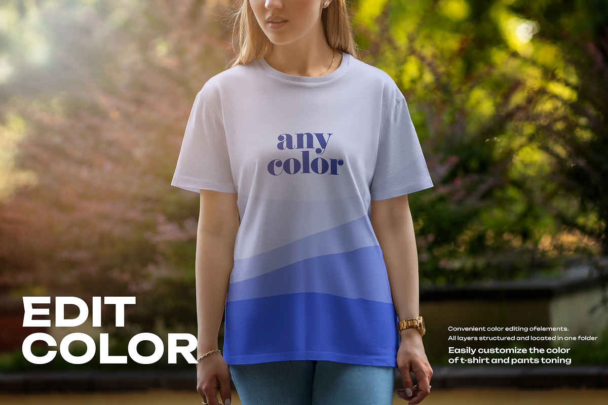 5 Mockups T-Shirt on a Girl Walking, a Shirt Mockup by Grow Design Craft Studio (Photo 2 of 8)
