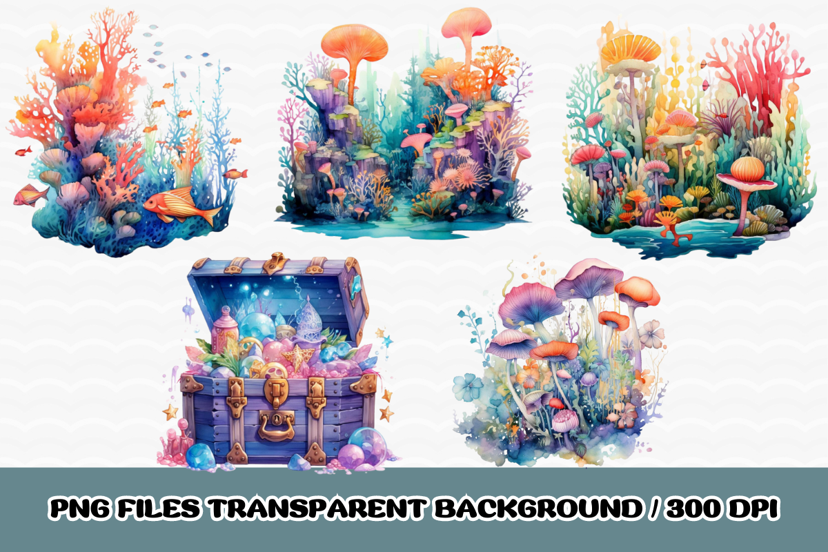 Watercolor Sea Creatures Clipart, an Illustration by SindyPrintDesign (Photo 5 of 5)