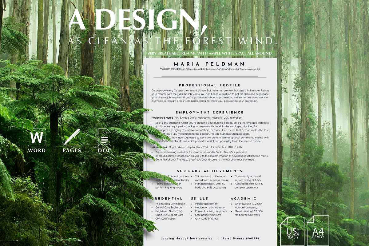 Registered Nurse CV Word, Pages, Doc, a Resume Template by Career Canvas (Photo 2 of 11)