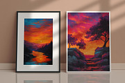 Sunset Landscape Illustration, a Decorative Illustration by Housui Patterns (Thumbnail 9 of 9)