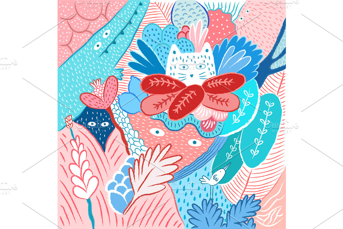 Hiding cat in the jungle, an Animal Illustration by Irene Loal (Photo 2 of 2)