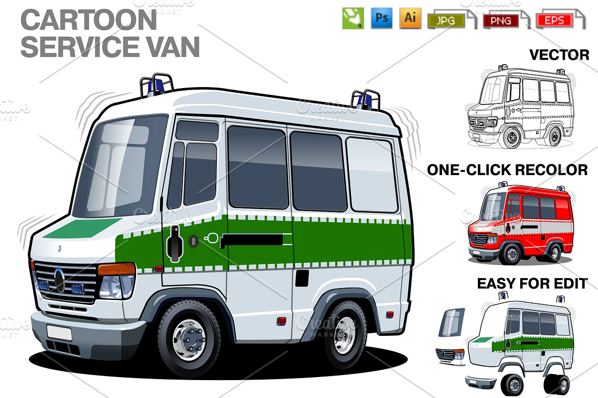 Cartoon service van, a Transportation Illustration by Mechanik (Photo 1 of 5)