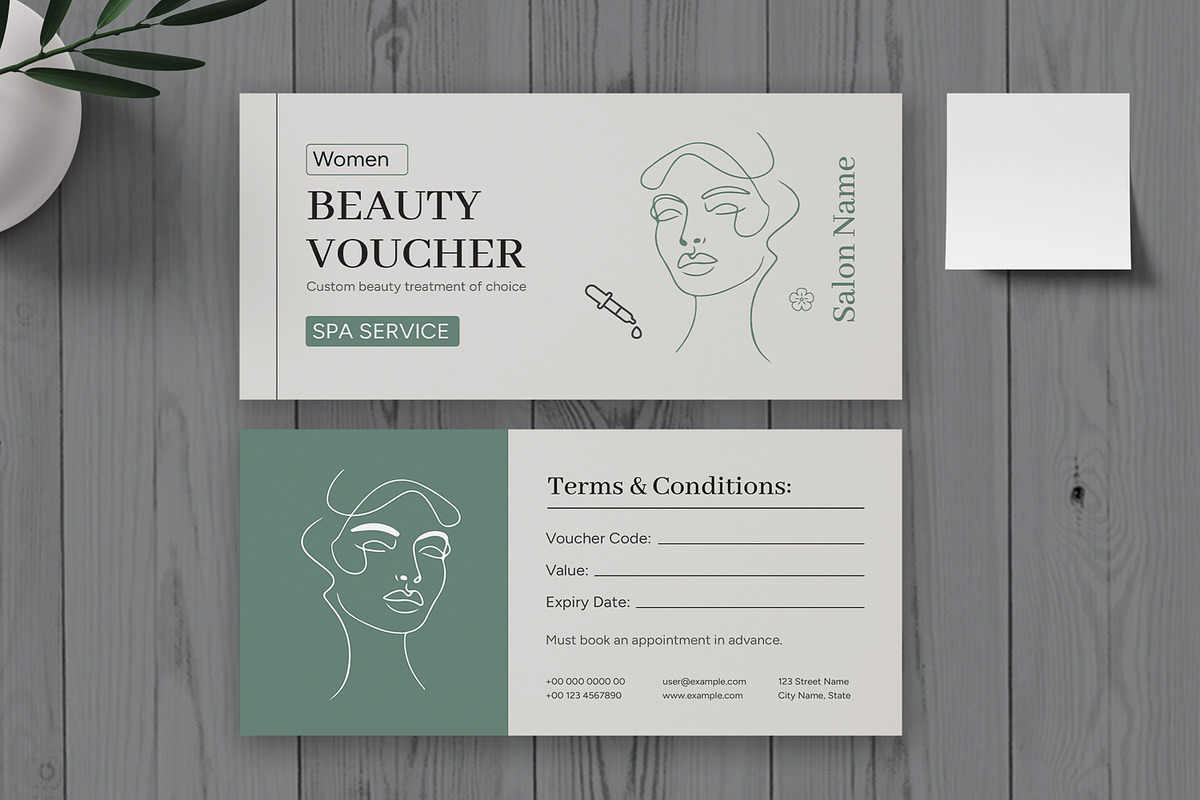 Beauty And  Spa Voucher Template, a Card Template by MightyDesign (Photo 2 of 6)