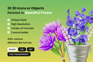 3D Beautiful Flower Collection