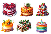 Watercolor Cake Clipart PNG, an Illustration by SinaCreation (Thumbnail 2 of 5)