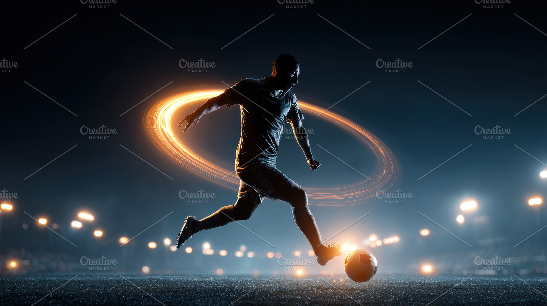 Soccer Player Kicking Ball with Light Trails, a Sports & Recreation Photo by AlyaAnd