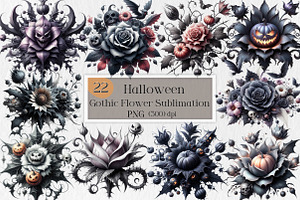 Halloween Gothic Flower Sublimation, an Illustration by Creative Art