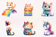Adorable Rainbow Cute Cat Clipart, an Illustration by CreationArt (Thumbnail 7 of 9)