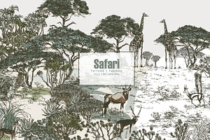 Safari. Seamless Patterns Panorama